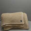 Woolrich Burlington Berber Blanket Super Soft, Cozy Lightweight Cover with Luxurious Velvet Binding, Modern Trendy All Season Bedspread Bedding-Set, Full/Queen: 90x90, Tan