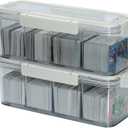 Yesesion 2 Pack Card Storage Box for Top Loader, Clear Display Case with Lid and Handle for Collectible Trading Baseball Football Game Card, Portable Art Crafts Organizer