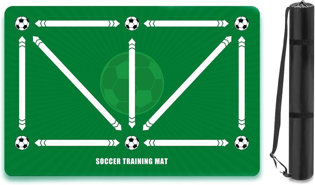 Soccer Training Mat,Dribble Silent Sports Auxiliary Props,Footstep System Training Blanket,Football Training Pace Ball Control Equipment, GREEN
