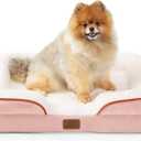 Bedsure Small Orthopedic Dog Bed - Washable Bolster Dog Sofa Beds for Small Dogs, Supportive Foam Pet Couch Bed with Removable Washable Cover, Waterproof Lining and Nonskid Bottom Couch, Pink (24.0"L x 18.0"W x 6.0"Th)
