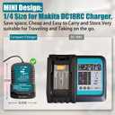 DC18RC 18 Volt Lithium Battery Charger Replacement for Makita 18V Lithium-Ion Battery BL1850 BL1840B BL1820 BL1815 BL1860 BL1430 BL1450 BL1830 Mini Compact Charger(Not for 14.4V)