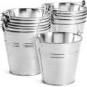12 Pack Galvanized Metal Buckets with Handles for Party Decorations, Small Tin Pails (4.7 in)