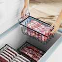 iSPECLE Freezer Organizer Bins - 4 Pack Small Stackable Deep, Bins for 7 Cu.Ft, Easy Get Bottom Foods without Digging, Chest Freezer Organizer Prevent Frozen Food Waste, Black