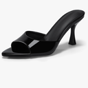 Coutgo Womens Heeled Mules Pointed Peep Toe High Heels Slip On Backless Mule Sandals Dress Shoes Size 9,5