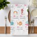 Pink Alphabet Hand Towels - Kids Boys Dish Towels, A-Z Alphabet Animals Hand Towels Dishcloth for Nursery Bathroom Kitchen Decorative, 16x24 Inch