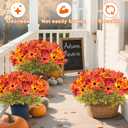 Fall Artificial Flowers Mums Mix Autumn Colors for Outdoors Decoration, 6 Bundles Fake Chrysanthemums UV Resistant Faux Silk Floral for Yard Porch Patio Home Table Centerpiece Decoration