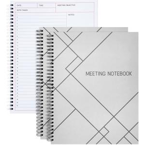 Juvale 2 Pack Meeting Notebooks for Work, Spiral-Bound Daily Planner for Project Management, Office, Business, Note Taking, Organizer, and Office Supplies (160 Pages, 8.5 x 11 In)