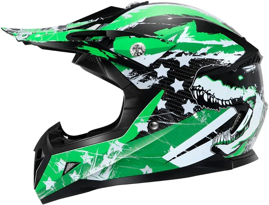 Motocross Youth Kids Helmet DOT Approved - YEMA Helmet YM-211 Motorbike Moped Motorcycle Off Road Helmet for Boys Girls, Large (Glossy Green)