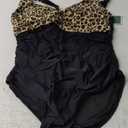 Eomenie Women's One Piece Swimsuits Tummy Control Ruched Push Up Bathing Suit Tie Back Slimming Swimwear (X-Large, Leopard)