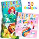 homicozy 3PCS Sticker Paint Books for Kids Ages 4-10,Unicorn Mermaid Animals Designs Paint By Stickers,Sticker By Numbers,Party Birthday Gifts for Girls 4-10,Create 30 Pictures One Stickers at A Time