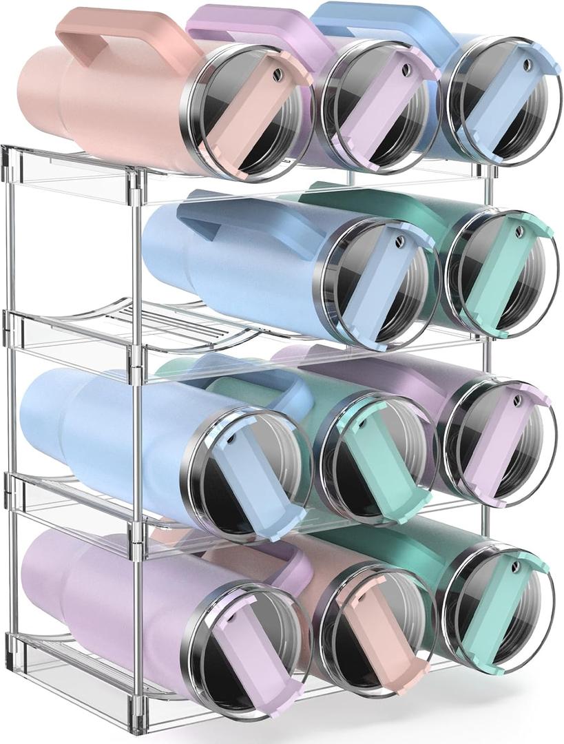 Upgraded Larger Water Bottle Organizer for Stanley 40 oz Tumbler with Handle, Stanley Cup Organizer for Cabinet, Kitchen Storage for Accessories, Tumbler Mug Cup Hold 12