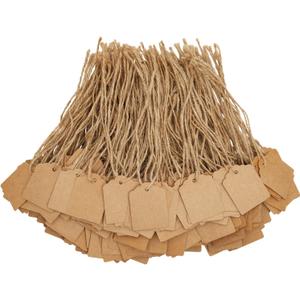 Juvale Paper Tags with Strings for Crafts & Gifts - 1.3 x 1.7 in, Brown, 1000-Pack - Paper Label Tags with String & Twine for Retail Labeling