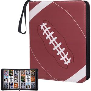 Card Binder 9 Pocket - Football Trading Card Binder Fits 990 Cards With 55 Removable Sleeves, Double Sided Pocket Zipper Card Binder for MTC, TCG, Game Cards, Sports Cards