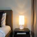 Cruiser’s Caché 18" Contemporary Contemporary Agate Table Lamp, Natural Color with Handloomed Fabric Lampshade, 
Bulb Base	E26
Product Dimensions	5"D x 5"W x 18"H
