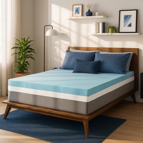 Sure2Sleep Gel Swirl Memory Foam Mattress Topper - 2 Inch, Pressure Relieving, Cooling Comfort - Made in The USA & CertiPUR-US Certified - Softens Firm Beds and Extends Mattress Life - Twin Size