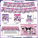 121Pieces Kuromi Birthday Party Decorations, Kids Cute Cartoon Party Supplies Include Happy Birthday Banner, Balloons, Tablecloth, Plates, Cupcake Toppers for Girls,Backdrop,