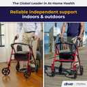 Drive Medical Rollator Walker with Seat - Stable Mobility Support - Height Adjustable - Durable Steel Frame Construction - Smooth 7.5" Wheels - Foldable Frame - 350 Lb Limit - Red