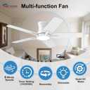 POCHFAN 42 Inch White Ceiling Fans with Lights and Remote, Flush Mount Low Profile Ceiling Fan for Bedroom, Living Room, Patio, Dimmable 6 Speeds Noiseless Reversible, ETL Listed