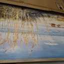 Beach Picture Wooden Artwork Framed: Coastline Wall Art Seascape Wall Decor Ocean Scene Art Prints for Bedroom 32"x24"