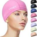 COOLMATE Fabric Swim Cap for Women, Men & Kids, Lightweight, 2 Pack, Medium