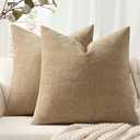 ANRODUO Pack of 2 Decorative Textured Throw Pillow Covers Soft Starfish Square Accent Solid Chenille Cushion Cover Cozy Farmhouse Pillow Case for Couch Sofa Bedroom Living Room Home Decor 18x18 Inch