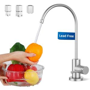 KES NSF Certified All Metal Drinking RO Water Faucet, Lead-Free 18/8 Stainless Steel Reverse Osmosis Faucet for Kitchen Sink, Water Filter Faucet Fits Most RO Water Filtration System, Brushed Finish