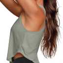 LASLULU Womens Crop Tops Sleeveless Workout Tops Halter Neck Flowy Athletic Shirts Cropped Tank Muscle Tank (Gray, L)