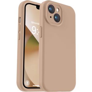 Vooii Compatible with iPhone 13 Case, Liquid Silicone Upgrade [Camera Protection] [Soft Anti-Scratch Microfiber Lining] Shockproof Phone Case for iPhone 13 6.1 inch - Light Brown