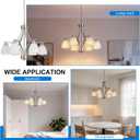 MELUCEE 6-Light Modern Dining Room Chandelier Brushed Nickel Dining Room Light Fixture with Textured White Glass Shade, Adjustable Height Large Pendant Light for Kitchen Foyer Entryway, E26 Base