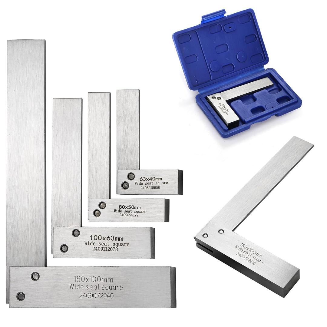 Suwimut Machinist Square Set 2, 3, 4, 6 Inch, Mechanical Engineer Hardened Steel High Precision Squares, 90 Degree Wide Base Square Tool L-Type Right Angle Ruler Tool for Woodworking