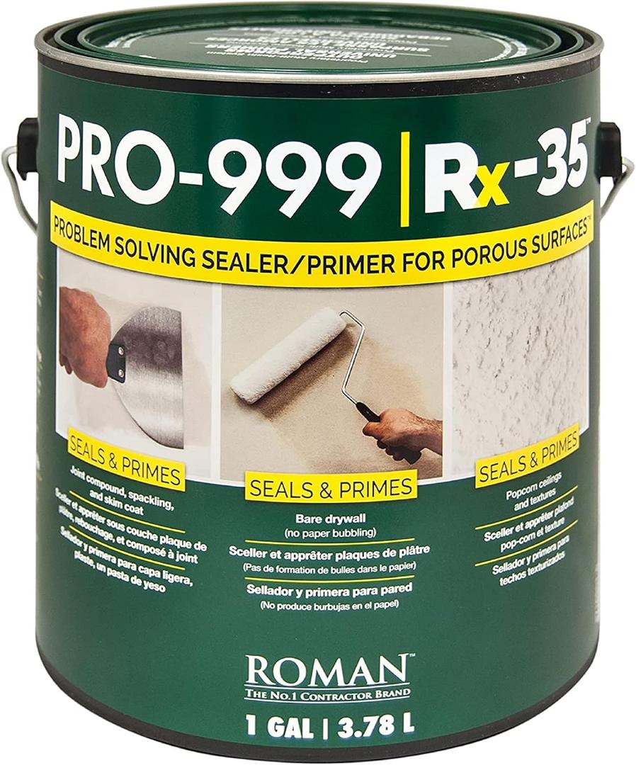 Roman PRO-999 Rx-35 Wallpaper Primer and Sealer - Bonding Primer for Wallcoverings and Home Improvement, Water-based - 1 Gallon, Clear