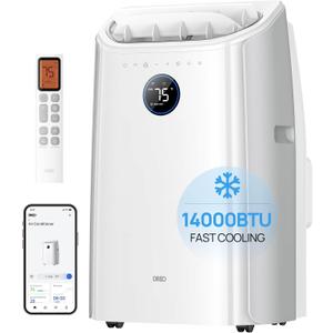 DREO Portable Air Conditioner 516S, 14000 BTU ASHRAE (10000 BTU DOE) Smart AC Unit for Bedroom with Drainage-free Cooling, Fan&Dehumidifier 3 in 1, APP/Voice/Remote, Quiet Standing AC for Room Indoors