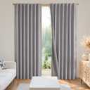 Joydeco Black Blackout Curtains for Bedroom - Linen Curtains 84 inch, 100% Thermal Insulated 2 Panels Light Blocking Drapes, Rod Pocket & Back Tabs, Darkening Privacy for Living Room