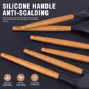 Silicone Cooking Utensils Set - AVGPD Silicone Kitchen Utensils for Cooking Wooden Handles, 446F Heat Resistant Kitchen Utensil Spatula Sets, Gadgets for Non-Stick Cookware BPA FREE (Navy Blue), Multicolour