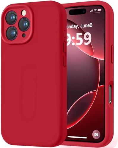 LOVE 3000 Designed for iPhone 16 Pro Case, Premium Silicone with [Soft Anti-Scratch Microfiber Lining] Shockproof Protective Phone Case for Men Women Girls 6.3", Red
