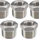 Beduan Stainless Steel Reducer Hex Bushing 1" Male NPT to 1/2" Female NPT Reducing Cast Pipe Adapter Fitting for Air Water Gas Fuel(Pack of 5)