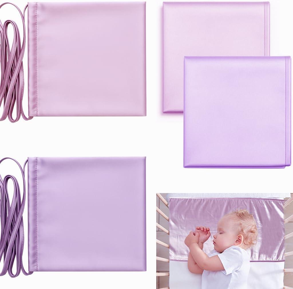 2 Pcs Satin Bassinet Sheet Baby Hair Protect Soft Silk Feeling Sheet Baby Bassinet for Rectangle Cradle Pad Mattress Newborn Infant (Pink+Purple)