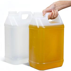 DEMORA 1 Gallon Water Jug, Water Oil Storage Containers Graduated Heavy Duty Liquid Containers with Lids for Kitchen Automotive Travel, Easy to Carry, Food Grade HDPE, BPA Free (Translucent, 2 Pcs)