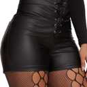 Zebaexf Women's Faux Leather Shorts Drawstring Sexy Leather Short High Waisted X-Large, Size XL