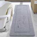 LOCHAS Luminous Non Slip Bathroom Rugs Runner 24 x 70 Inch, Extra Soft and Comfy Bath Mats Rug, Absorbent Thick Microfiber Mat Carpets for Shower, Light Gray