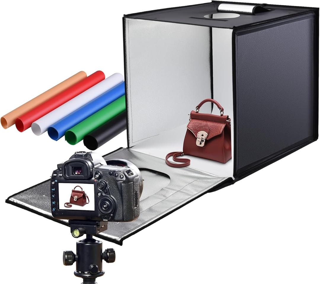Upgrade Photo Studio Light Box-160pcs LED-Oxford Cloth- 24 inch Stepless Dimming-Quick Install Foldable-Photo Shooting Tent kit (Carbon Black)
