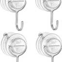 2 x Suction Cup Hooks for Shower, Upgrade Clear Suction Towel Hooks Heavy Duty Removable Bathroom Suction Hooks for Shower Tile Wall Glass Door Window 4 Pack
