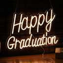 Happy Graduation Neon Sign Congrats Grad Sign Neon Light for Graduation Decor LED Warm White Letters Light Up Sign for Class School Graduation Party (16.8 * 11.4 In)