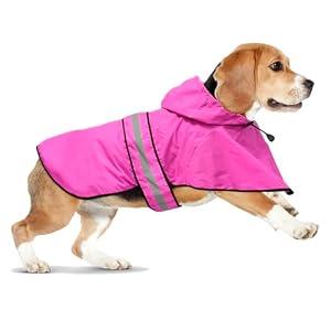 Domagiker Waterproof Dog Raincoats - Hooded Raincoats for Dogs, Adjustable Reflective Dog Rain Coat, Windproof Dog Rain Jacket Pet Rain Slicker Poncho for Small, Medium, Large Dogs (Medium, Pink)