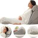 Bedluxe Adjustable 4pcs Bed Wedge Pillow Set, Memory Foam Wedge Pillows Post Surgery for Back, Neck, Leg Pain Relief, Pillow Wedge for Sleeping, Sitting up in Bed, Acid Reflux and GERD, Grey