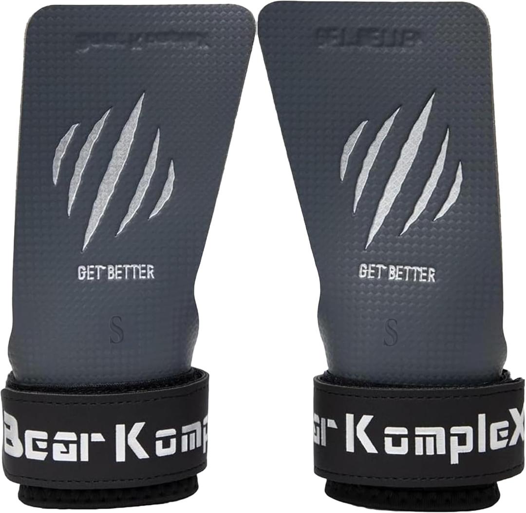 Bear KompleX No Hole Hand Grips - Non-Slip Fingerless Gymnastics Grips for Weight Lifting, Pull-ups & Cross Training | Lightweight, Padded Wrists & Foldable Grip