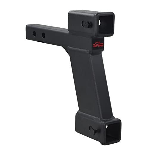 TOPTOW Trailer Dual Hitch Extender Adapter with 2-inch & 10-inch Riser/Drop, 2" Receiver, 2-inch Solid Shank, 10000lbs Capacity…