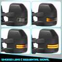 WHALEMOTOR Smoked Power Heated Tow Mirrors Compatible with 2015-2020 Ford F150 F-150, Extended Trailer Towing Side Mirrors w/Sequential Turn Signal & Ambient Temp Sensor(for 2019+)