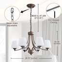 6-Light Farmhouse Chandelier Oil Rubbed Bronze Pendant Light Fixture with Frosted Glass, Rustic Ceiling Lighting Modern Hanging Lamp for Dining Room Living Room Bedroom, 47.2" Height Adjustable