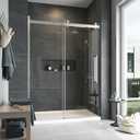 OVE Decors Bel Soft-Close Satin nickel 58-in to 60-in W x 78.75-in H Frameless Clear Glass Sliding Soft Close Shower door